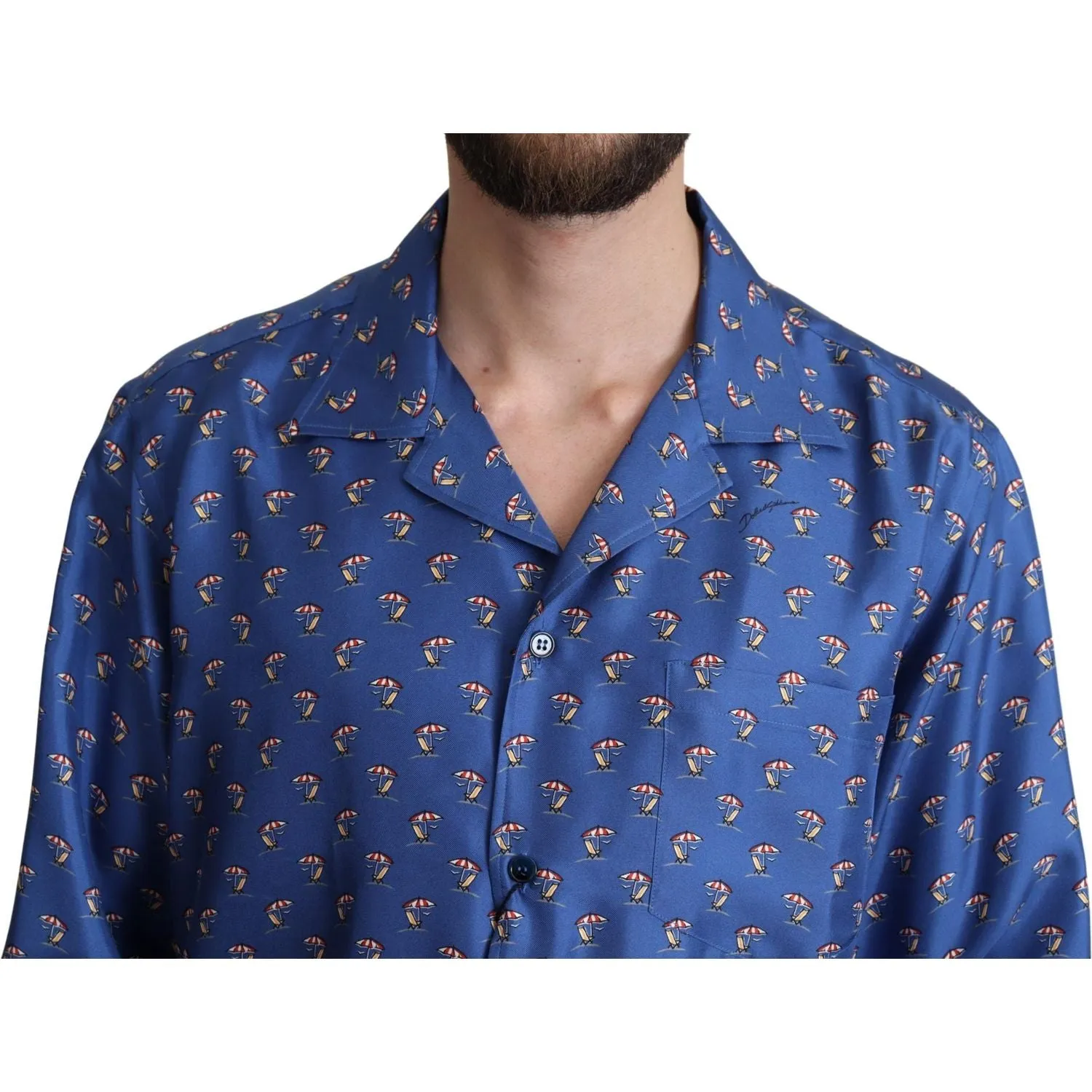 Dolce & Gabbana Silk Beach Chair Print Casual Shirt