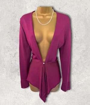 East Purple Silky Long Sleeve Waterfall Cardigan UK 12  US 8 EU 40