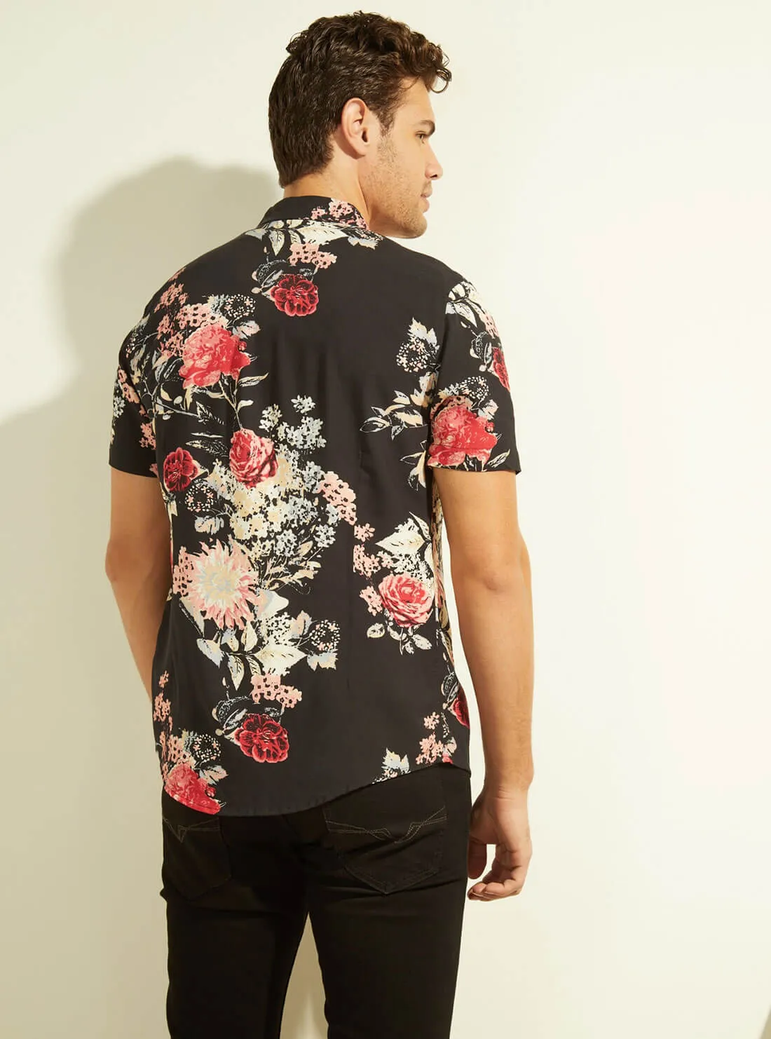 Eco Black Grand Floral Rayon Shirt