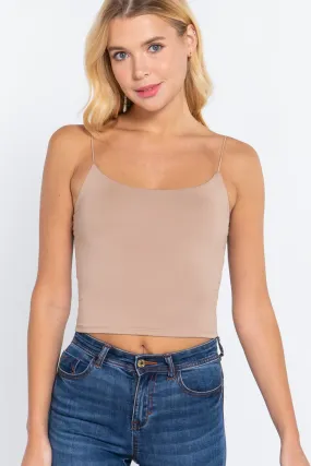 Elastic Strap Two Ply Dty Brushed Knit Cami Top - Ships from The USA