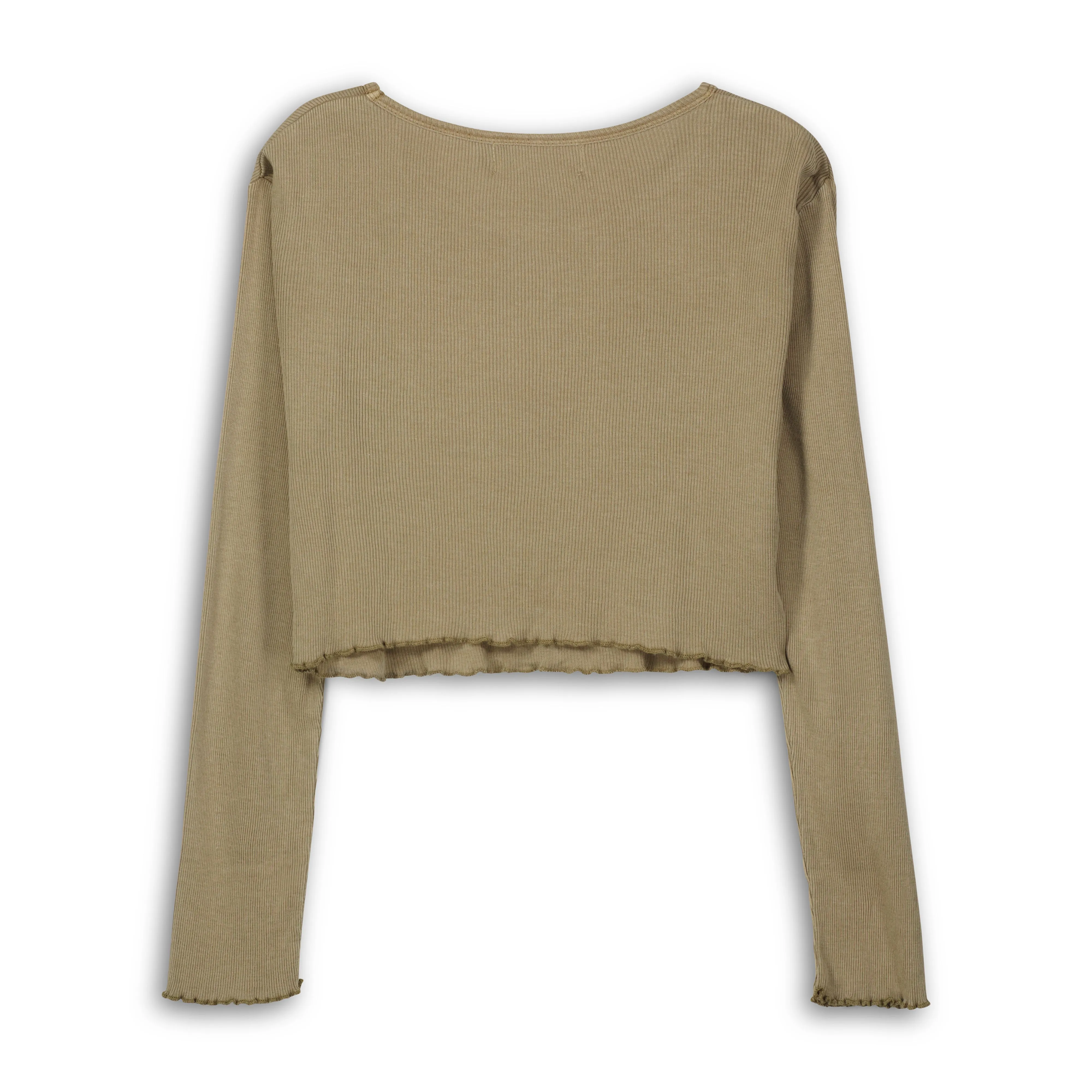 Essentials - Long Sleeve Ribbed Tee - Camel Gold