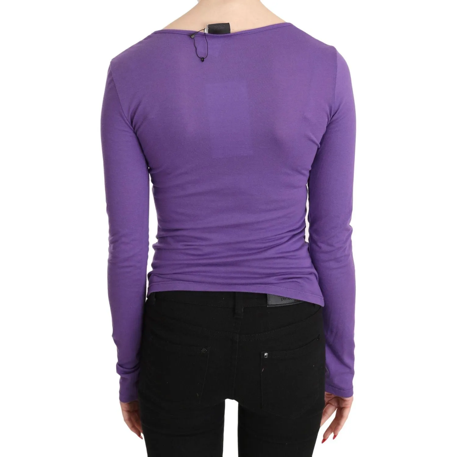 Exte Elegant Purple Crystal Embellished Long Sleeve Top