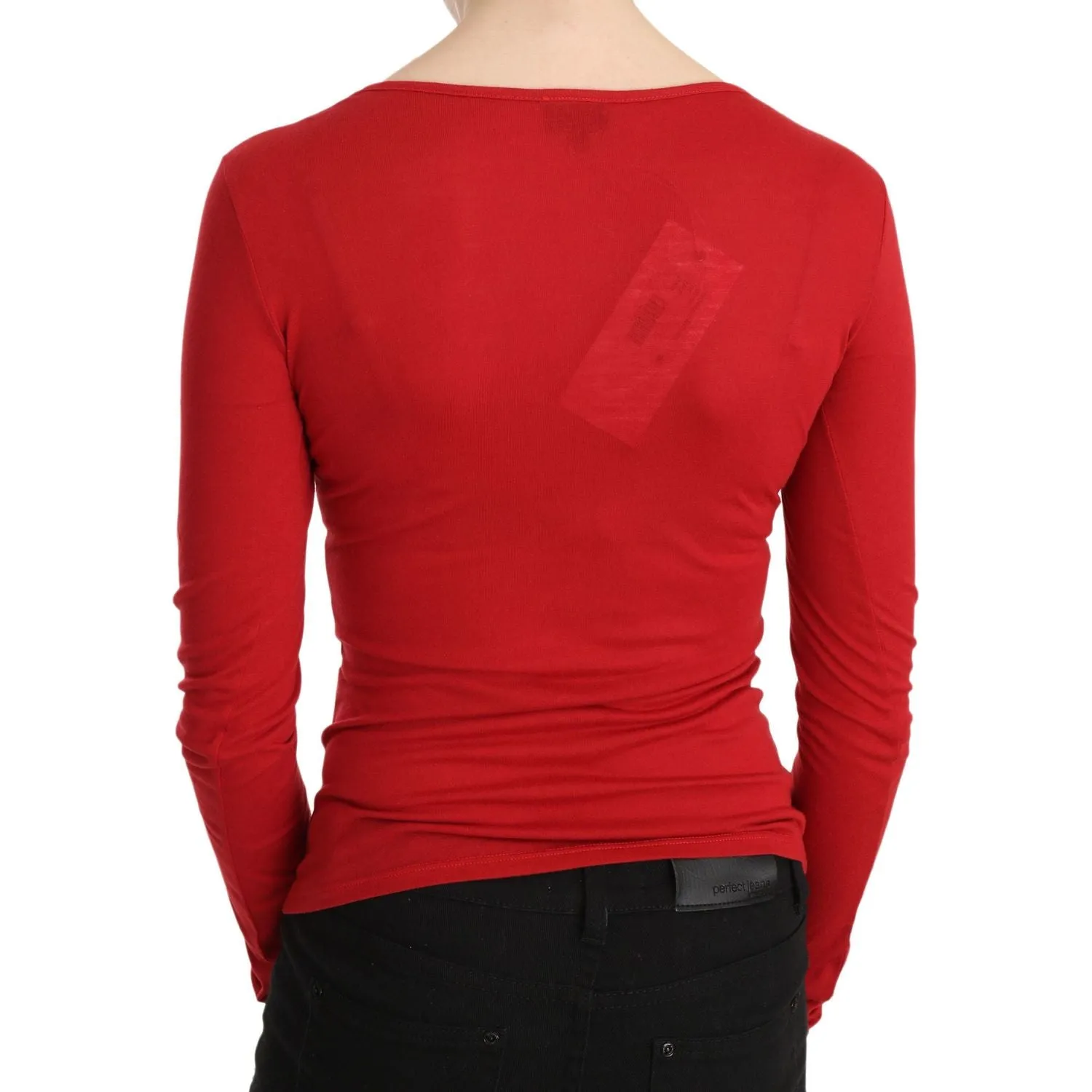 Exte Red Crystal Embellished Long Sleeve Top