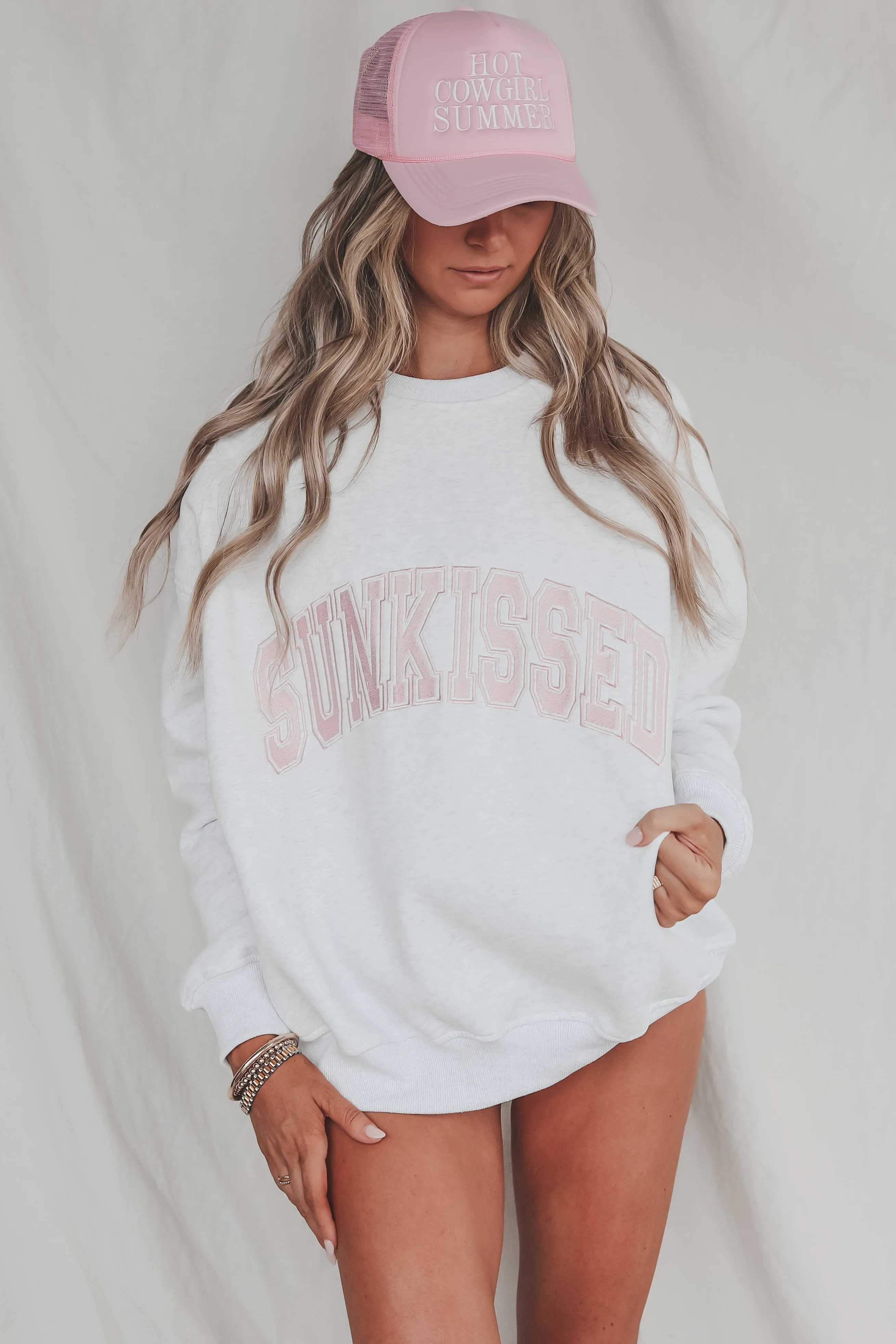 Feeling Sunkissed Gray Embroidered Pullover