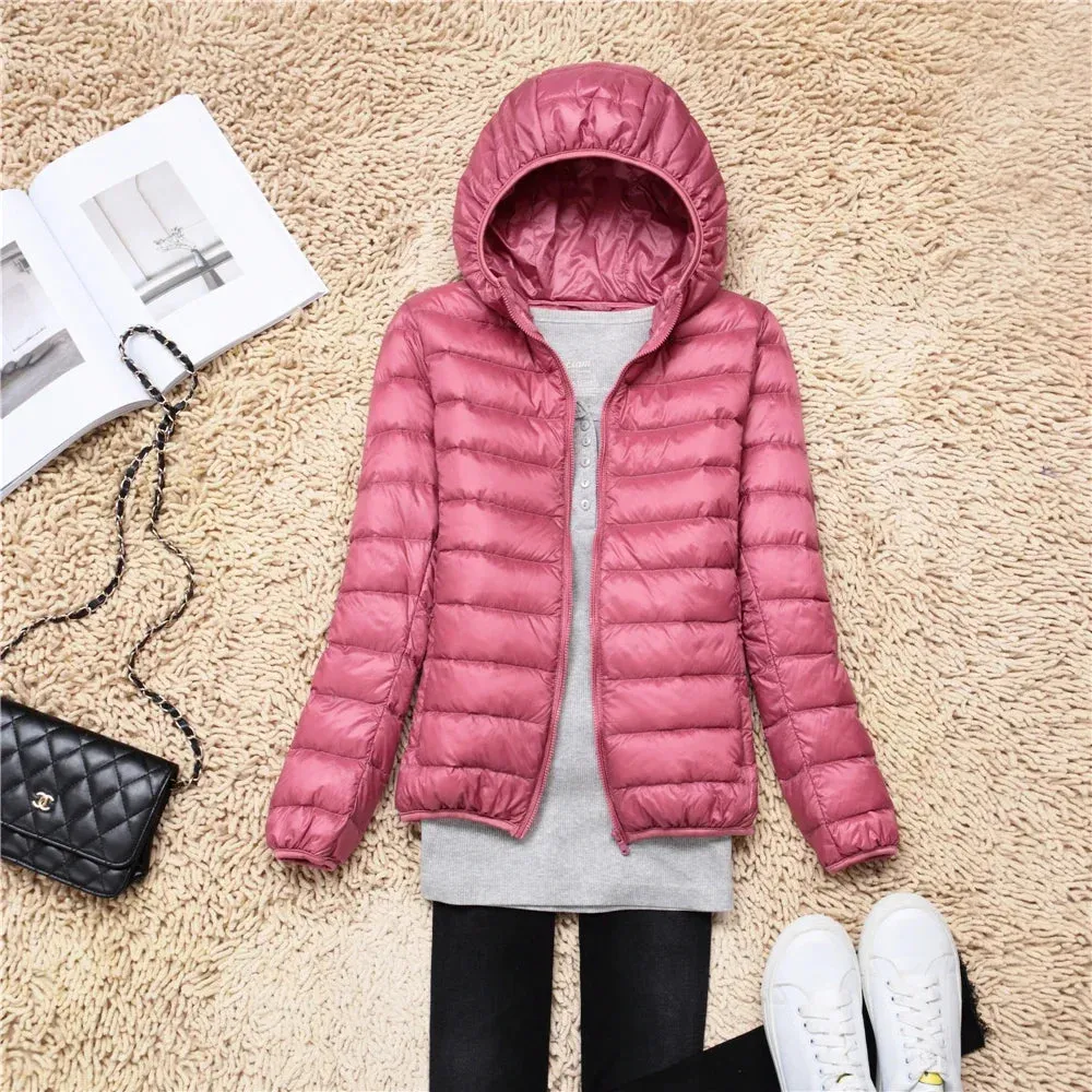 Female Ultra Lightweight Packable Hooded Down Coats