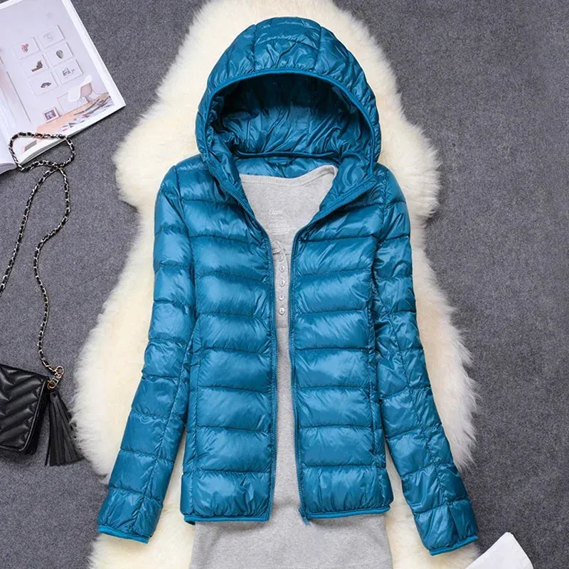 Female Ultra Lightweight Packable Hooded Down Coats