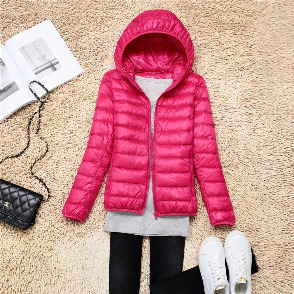 Female Ultra Lightweight Packable Hooded Down Coats