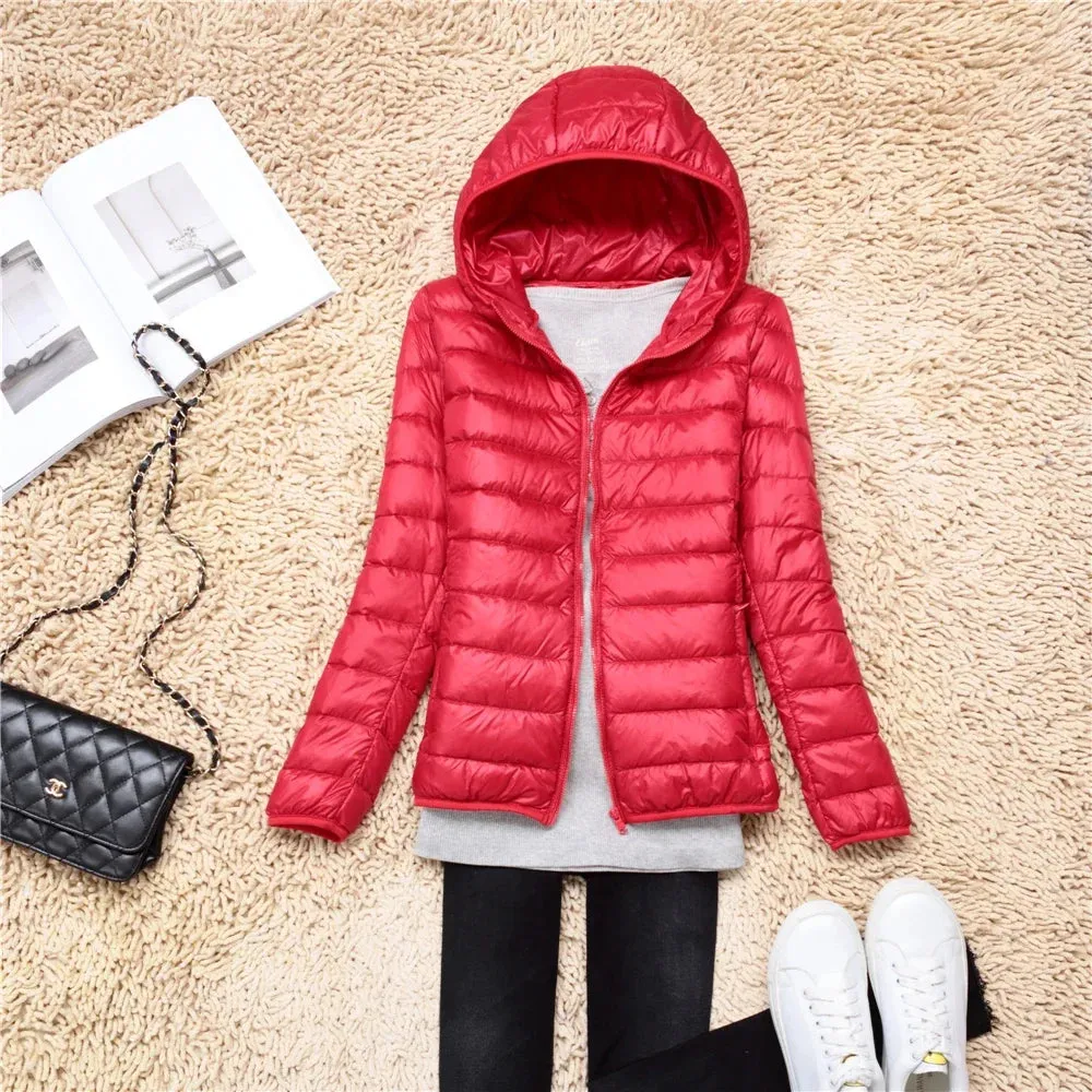 Female Ultra Lightweight Packable Hooded Down Coats