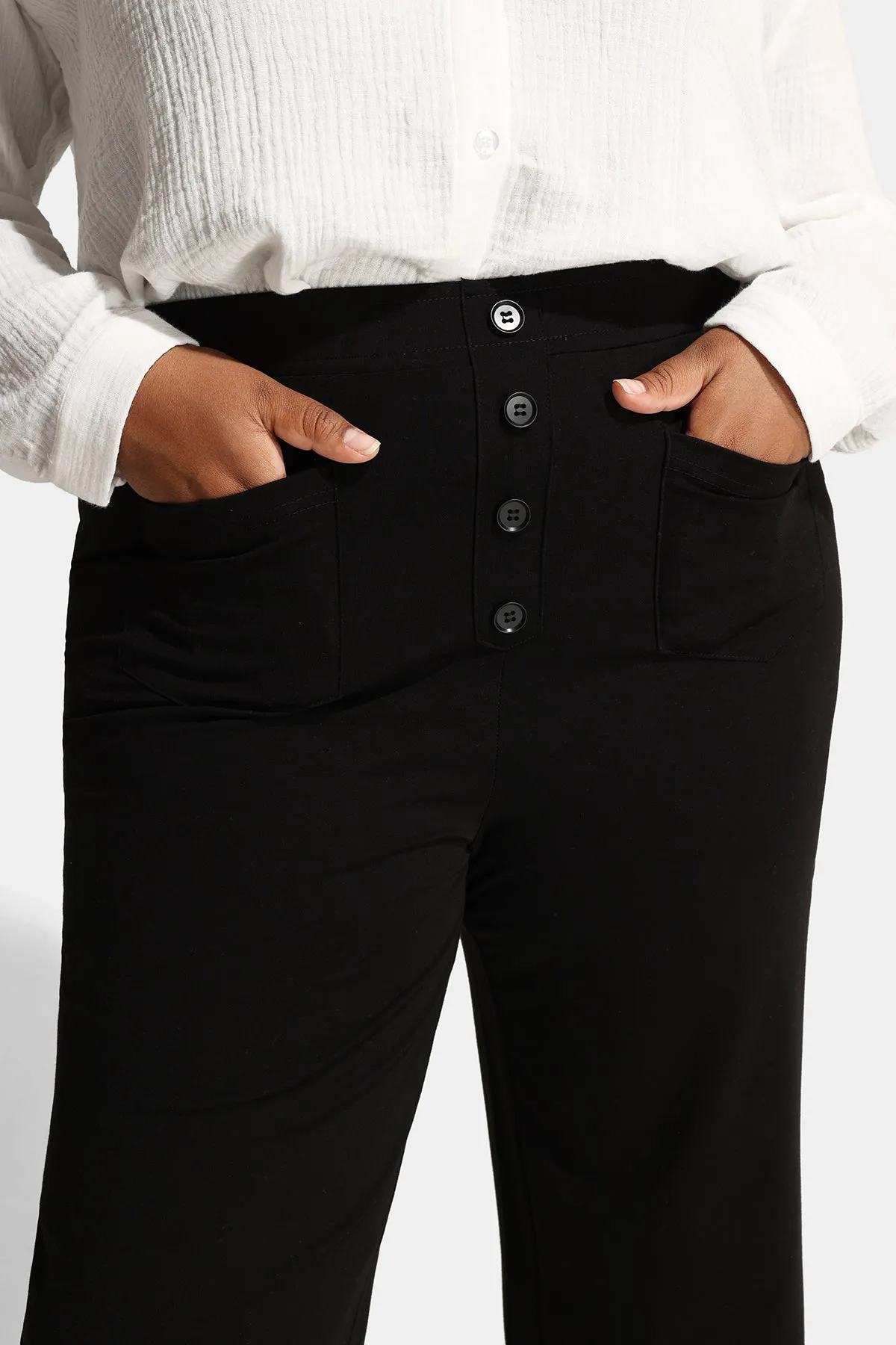 Flared Button Up Pocket Wide Leg Pants