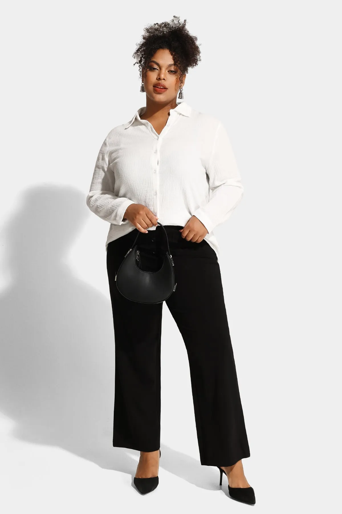 Flared Button Up Pocket Wide Leg Pants