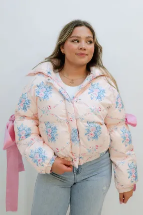 Floral Marshmallow Puffer Jacket - Pink