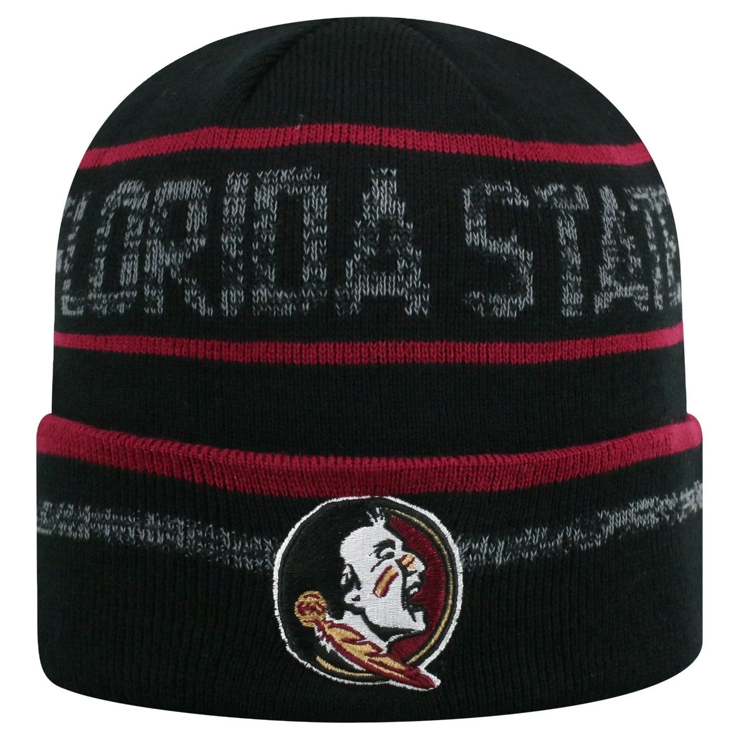 Florida State Seminoles TOW Black Striped "Effect" Style Cuffed Knit Beanie Cap