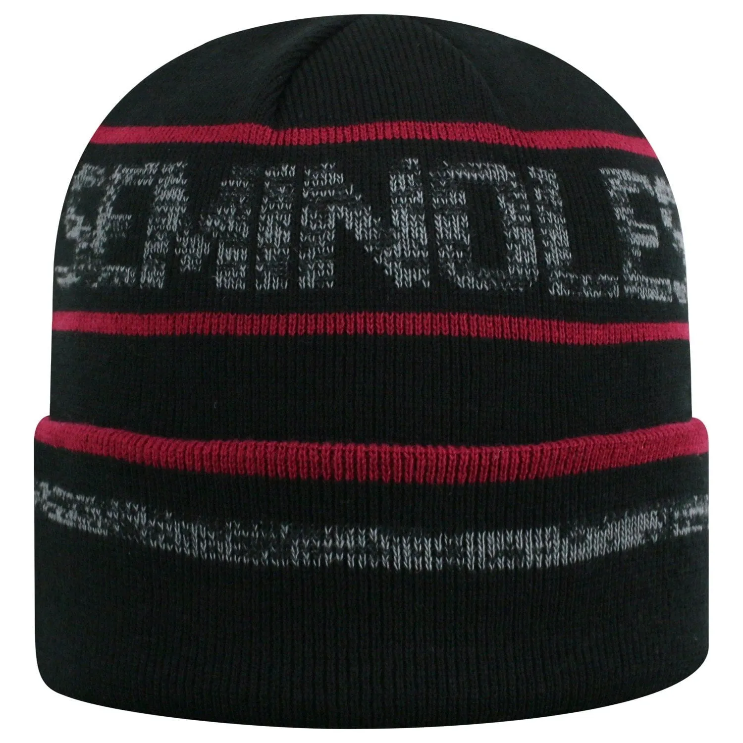 Florida State Seminoles TOW Black Striped "Effect" Style Cuffed Knit Beanie Cap