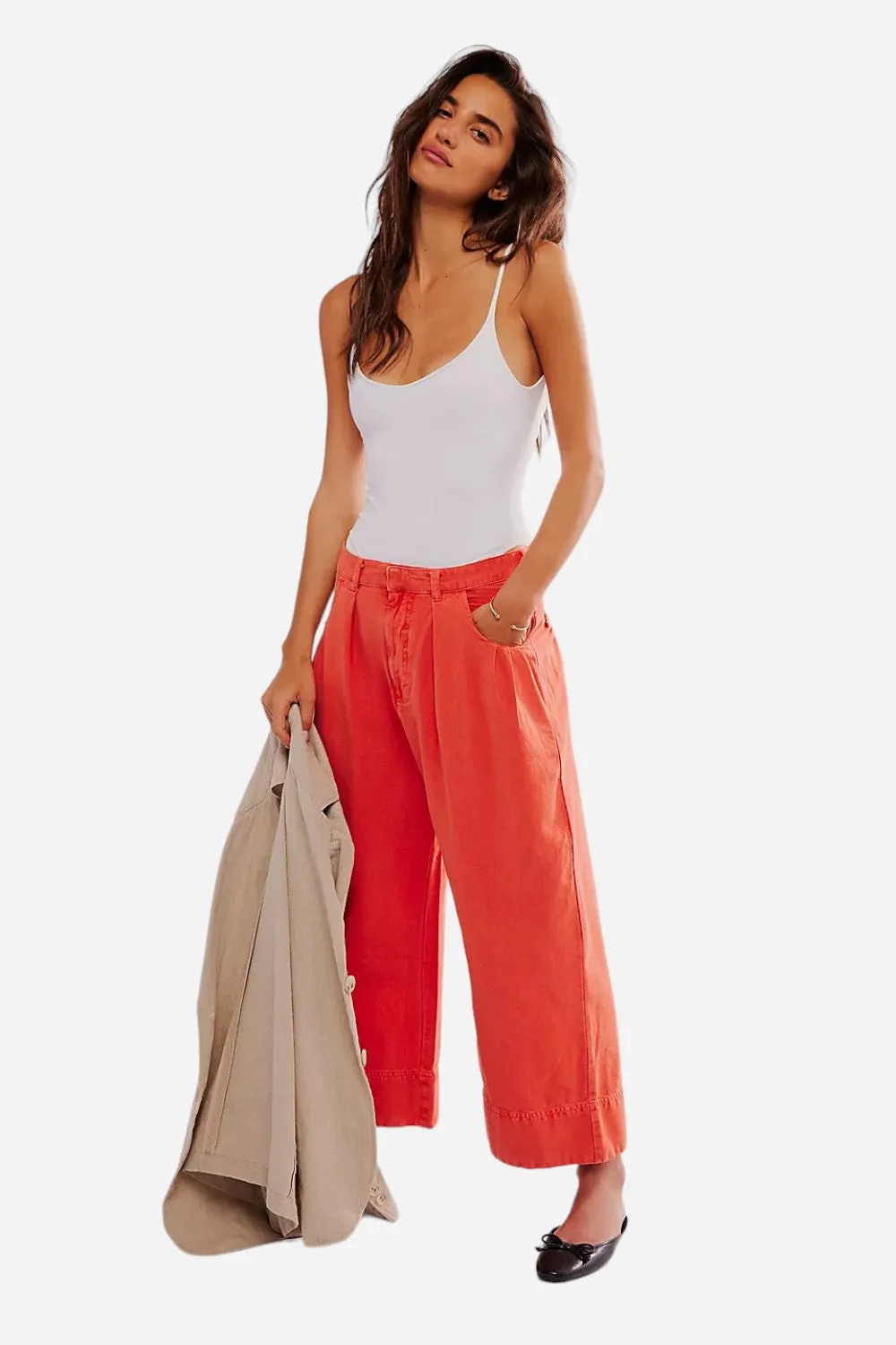 Free People Sweet Talk Chino Pants in Red Mango