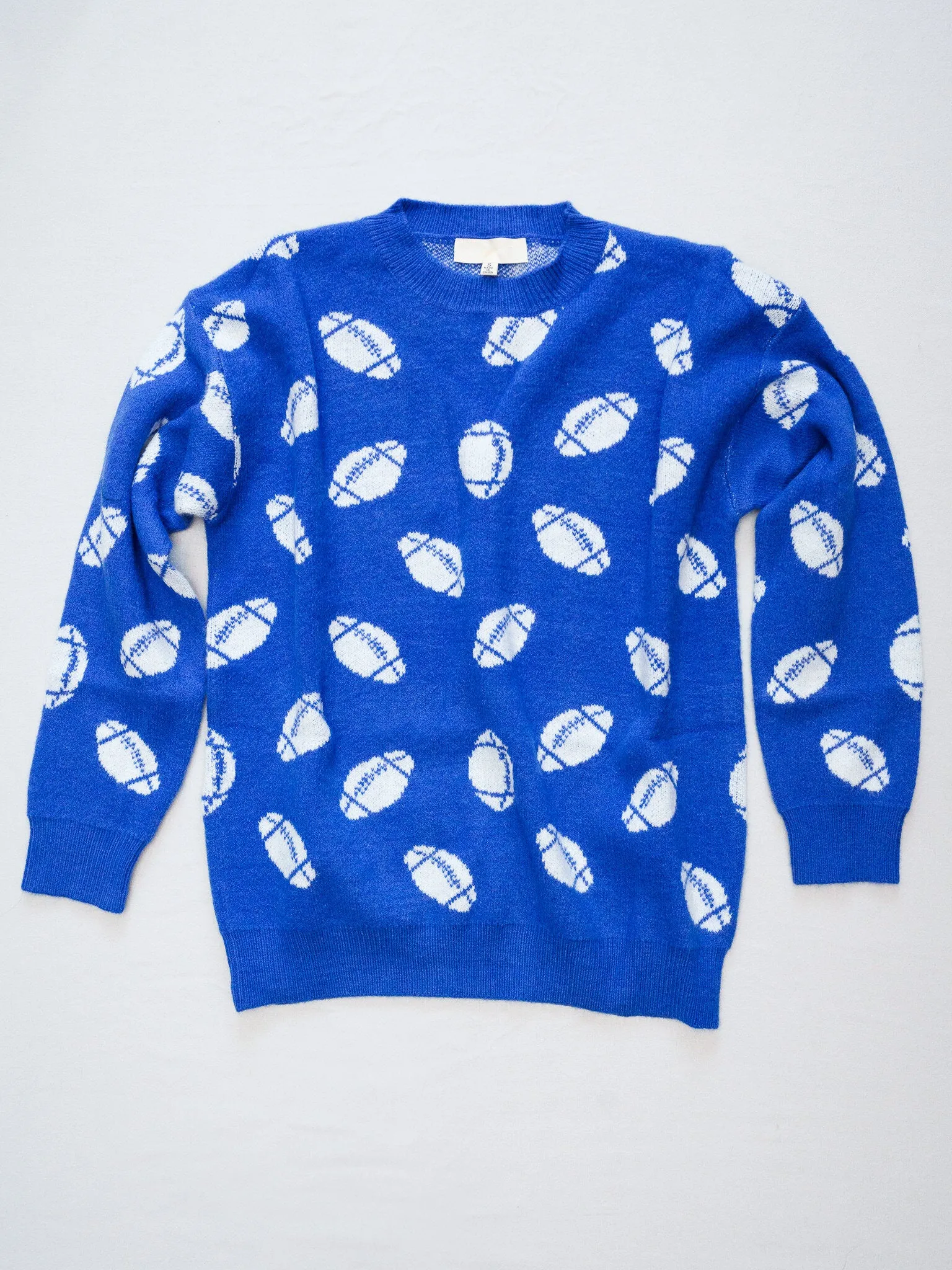 Game Day Knit Football Sweater - Blue