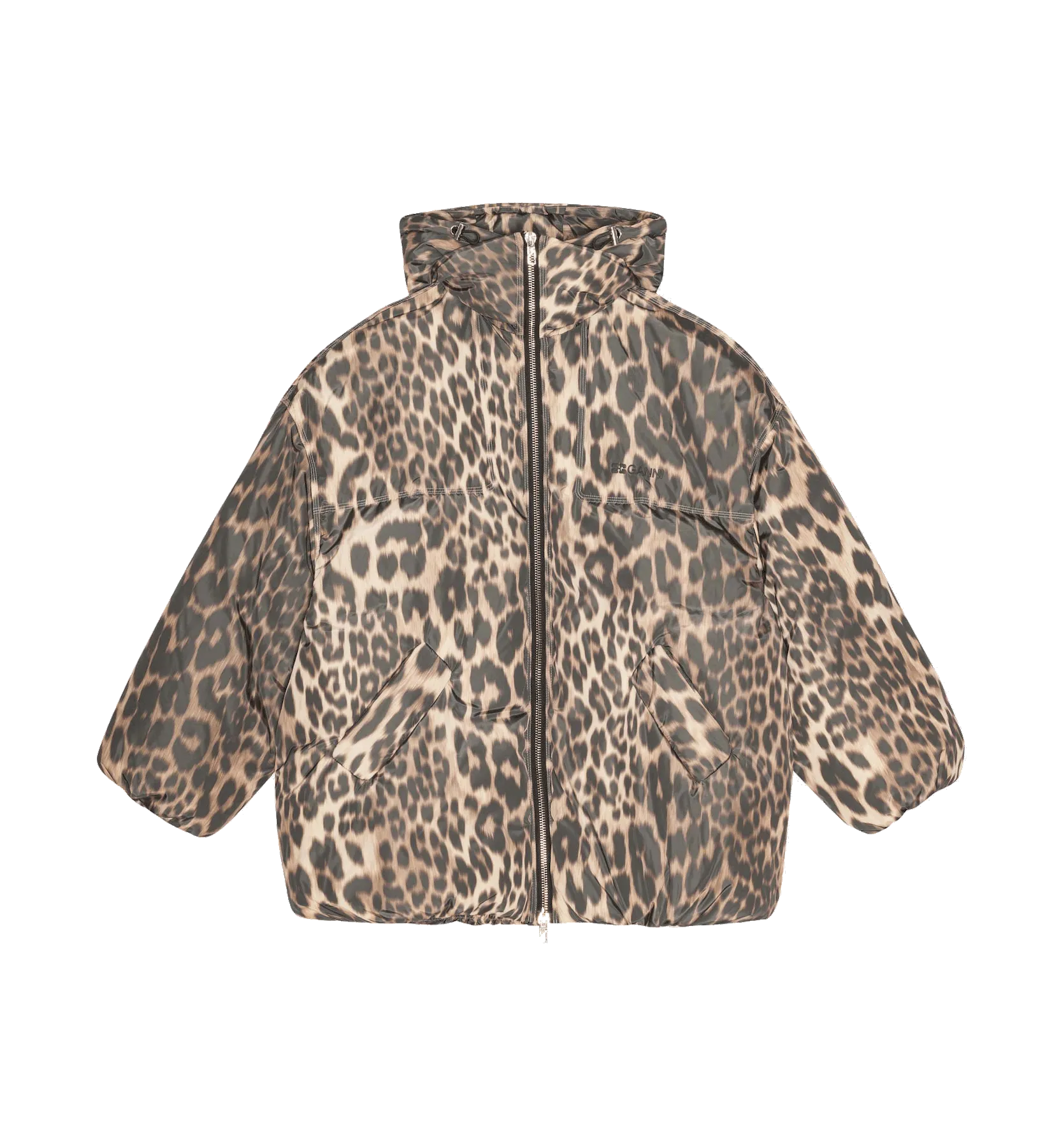 GANNI Leopard Puffer Jacket