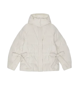 GANNI White Seersucker Puffer Jacket