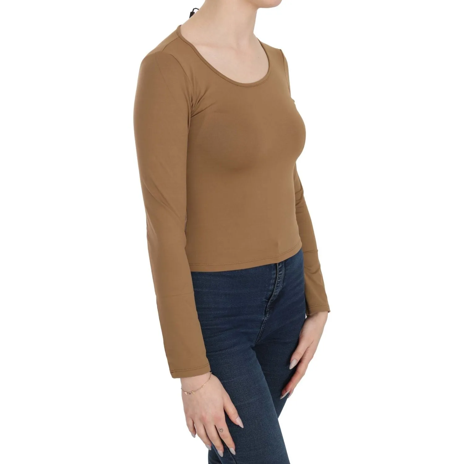 GF Ferre Elegant Brown Fitted Blouse for Sophisticated Evenings