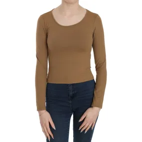 GF Ferre Elegant Brown Fitted Blouse for Sophisticated Evenings