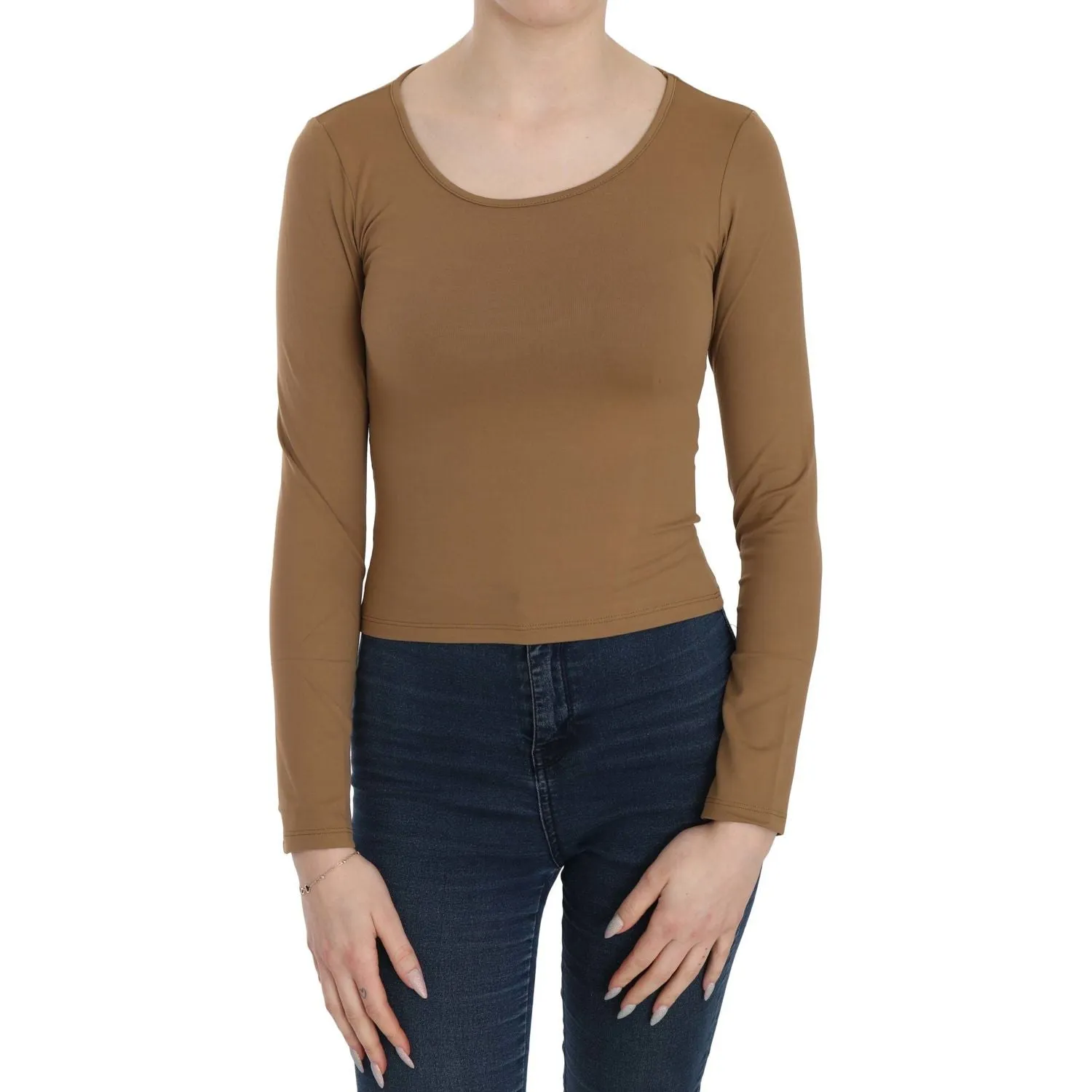 GF Ferre Elegant Brown Fitted Blouse for Sophisticated Evenings