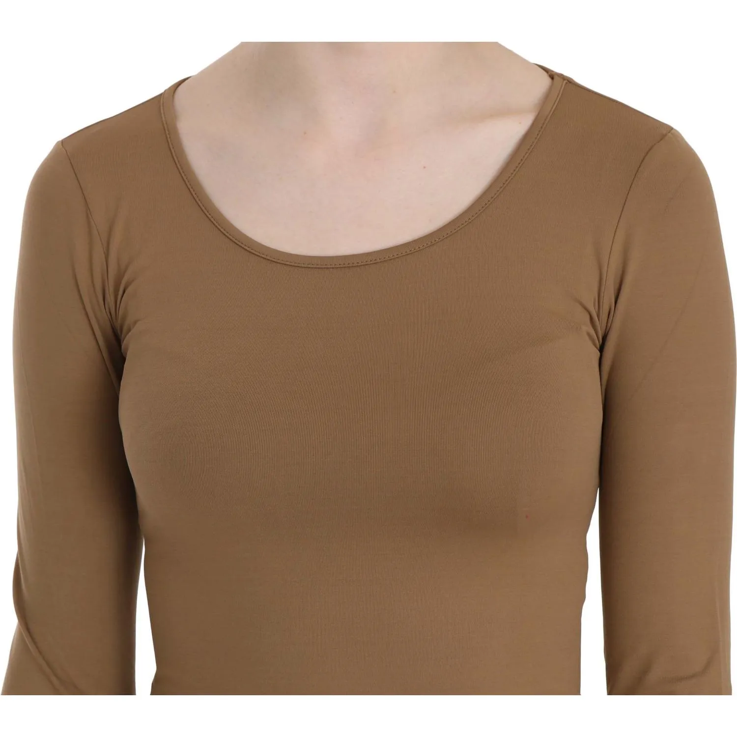 GF Ferre Elegant Brown Fitted Blouse for Sophisticated Evenings