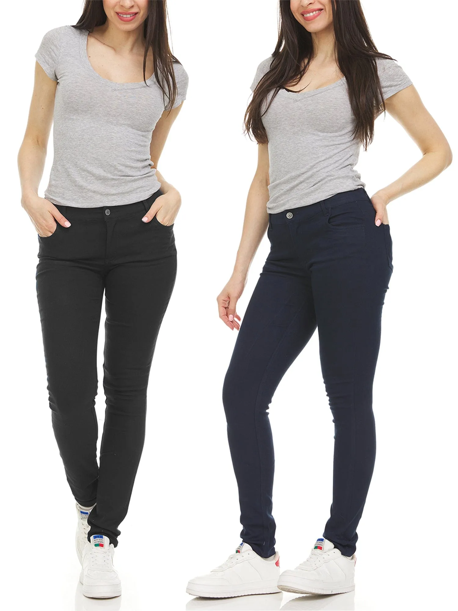 Girl's (2-PACK) Super Stretchy Skinny 5-Pocket Uniform Soft Chino Pants