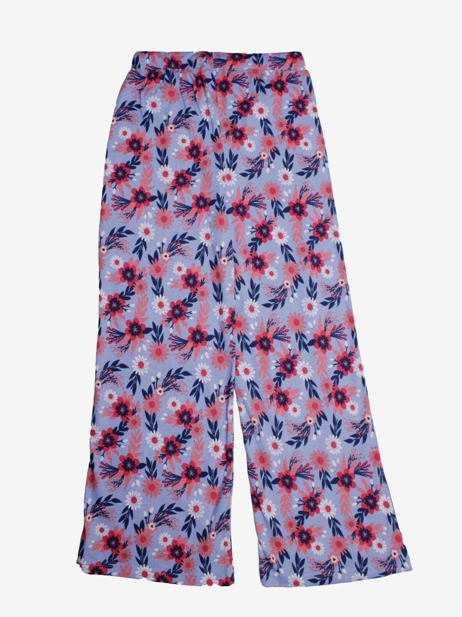 Girls Cotton Flower Printed Flared Pajama