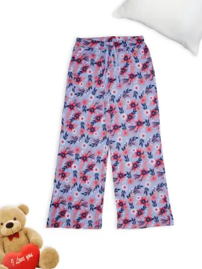 Girls Cotton Flower Printed Flared Pajama