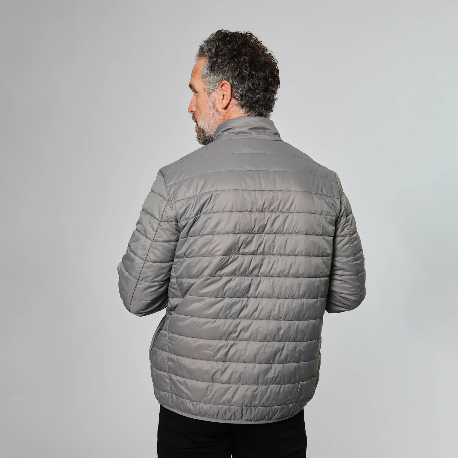 Gun Metal Quilted Puffer Jacket