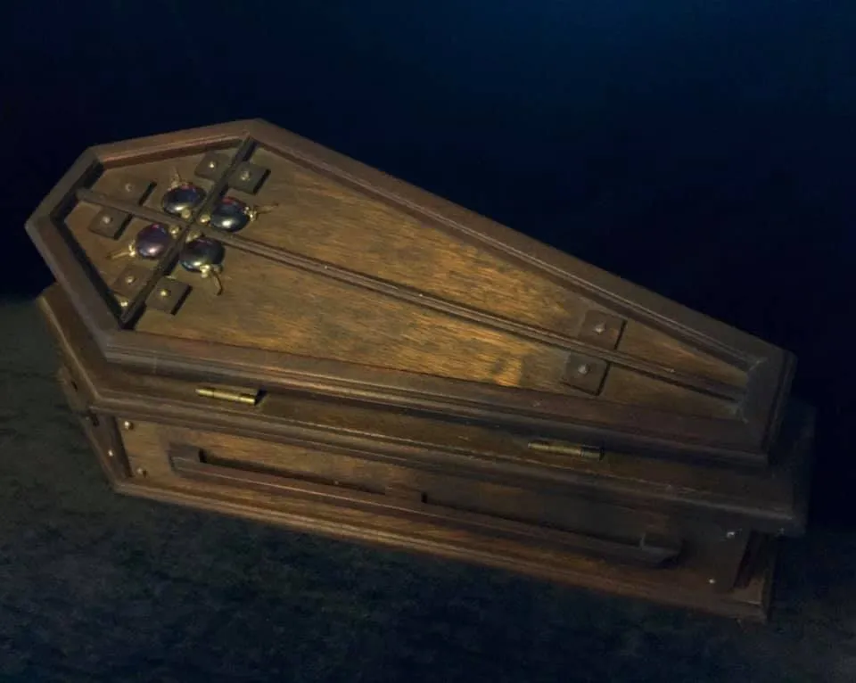 HANDCRAFTED DARK WOOD COFFIN