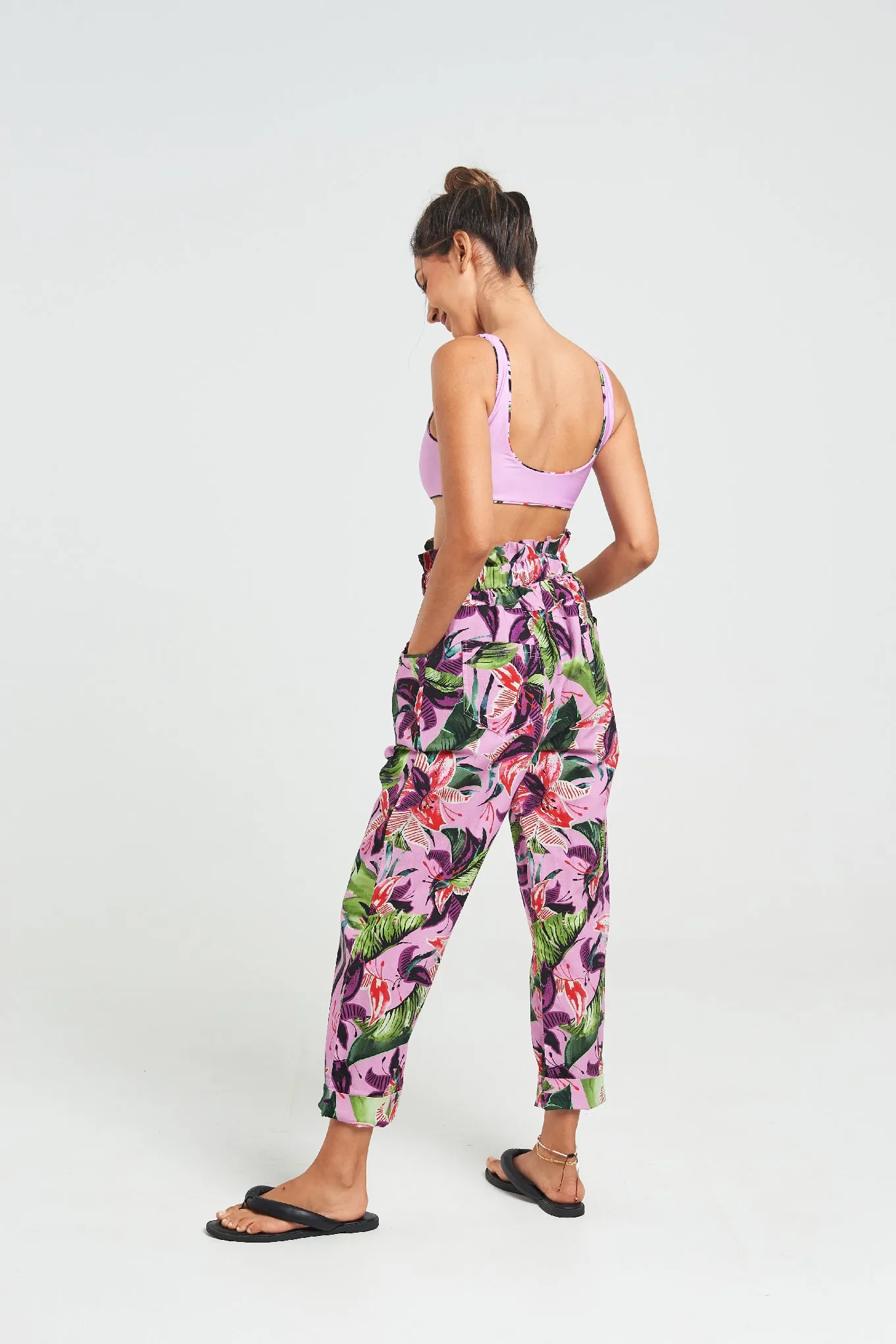 Hawaiian Lily Paper Bag Pants