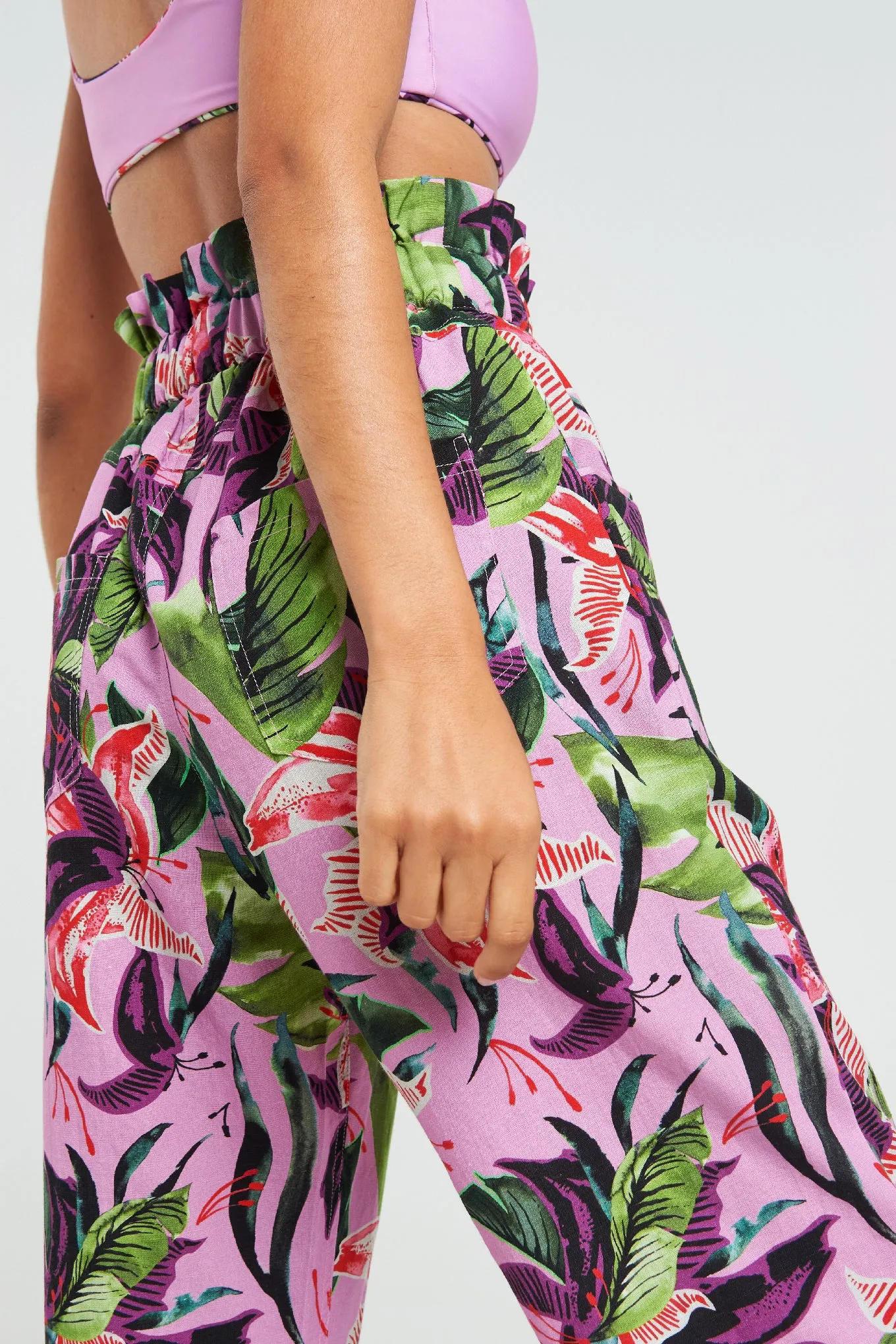 Hawaiian Lily Paper Bag Pants