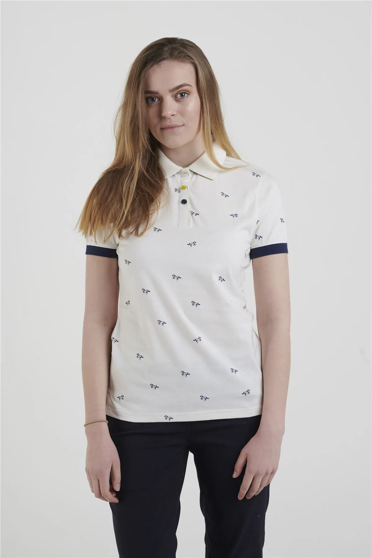 Hazy Blue Womens Cotton Short Sleeve Polo Shirt - Poppy II