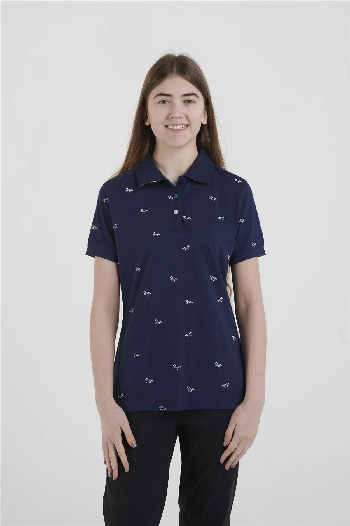 Hazy Blue Womens Cotton Short Sleeve Polo Shirt - Poppy II