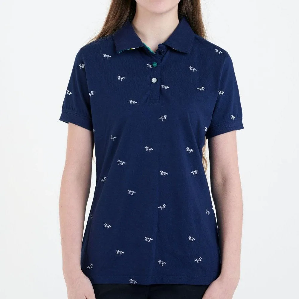 Hazy Blue Womens Cotton Short Sleeve Polo Shirt - Poppy II