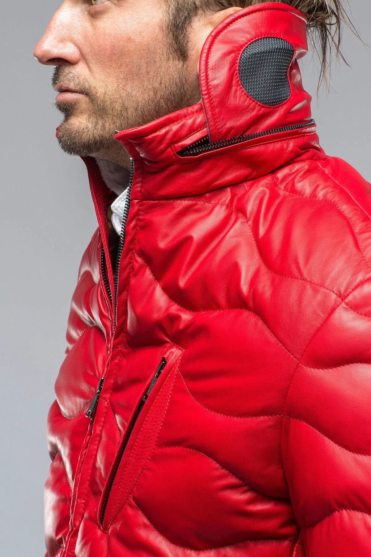 Heinzer Leather Puffer in Red