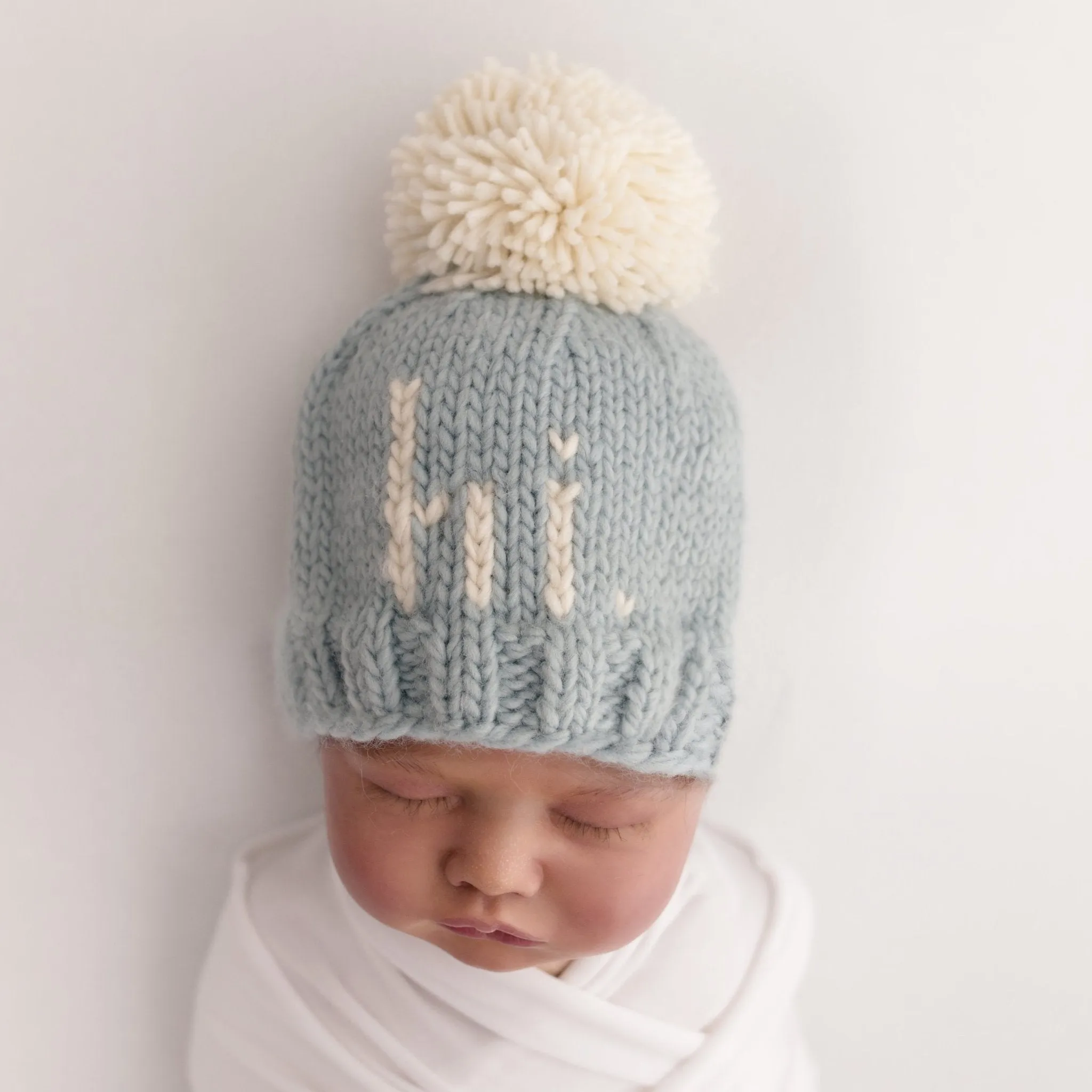 hi. Surf Blue Hand Knit Beanie Hat