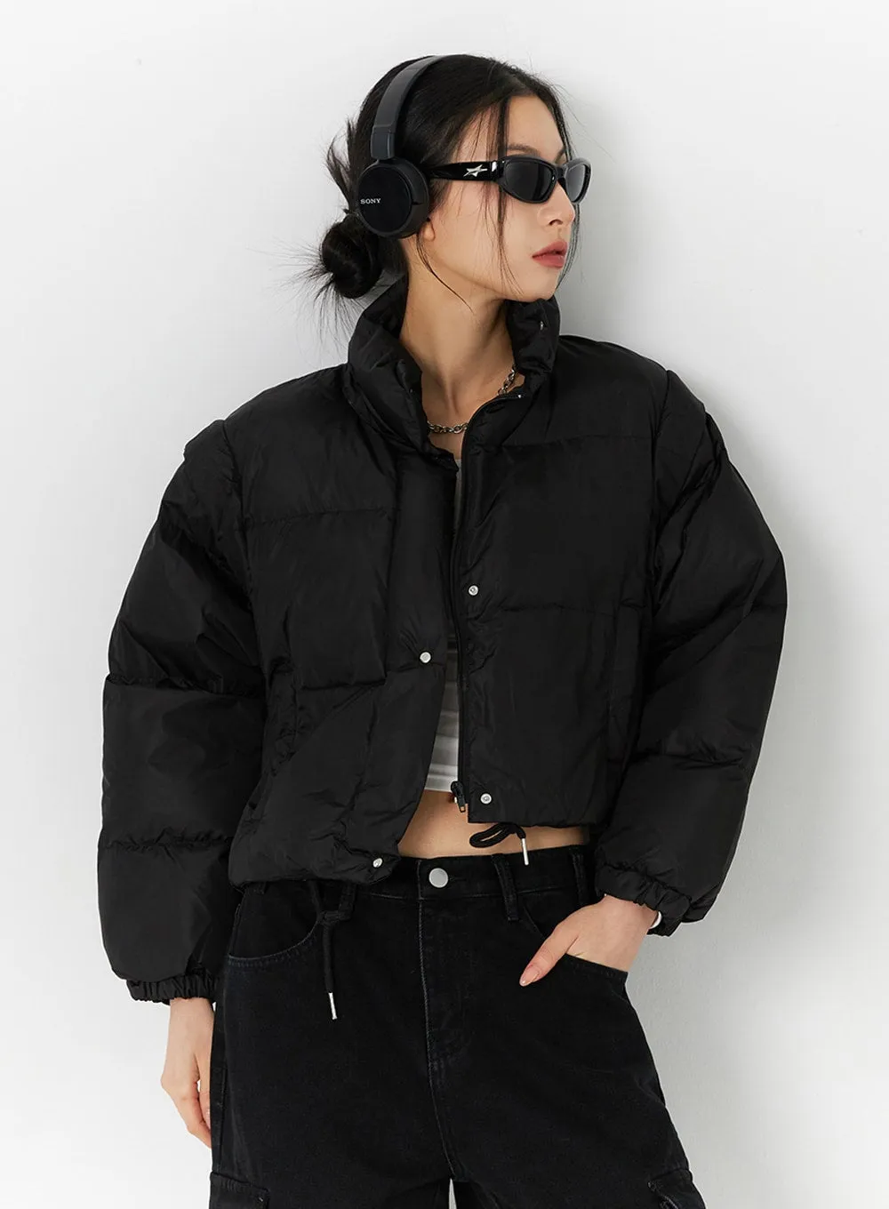 High Collar Crop Puffer Jacket ID306