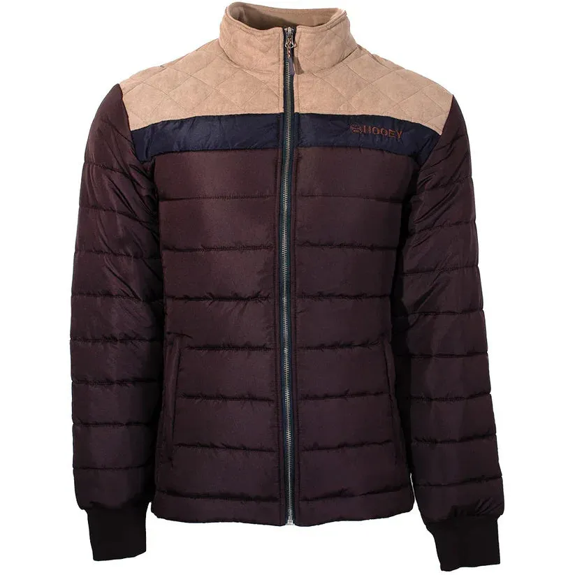 Hooey Men's Puffer Brown Body With Tan Blue Yoke  Jacket