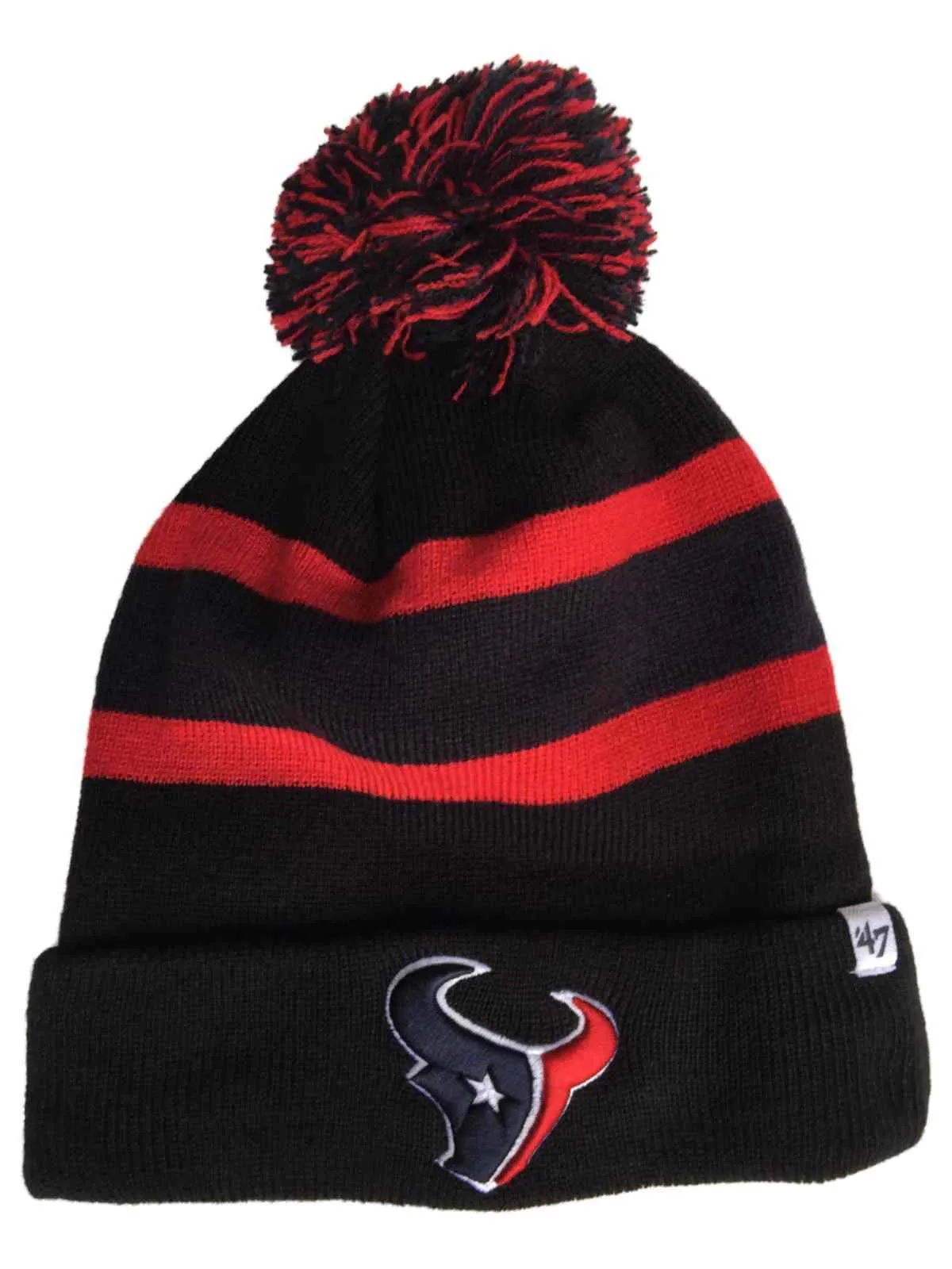 Houston Texans 47 Brand Black Breakaway Knit Cuffed Poofball Beanie Hat Cap