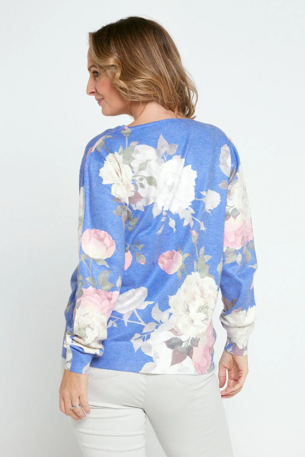 Ira Knit Top - Cornflower Floral