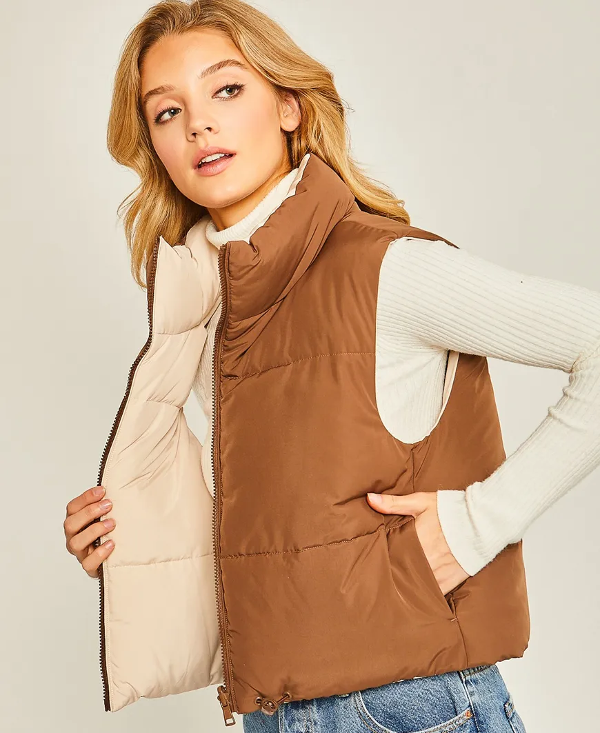 Ivory/Brown Reversible Vest