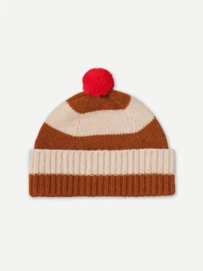 JG Stripe Pompom Hat Cumin/Oatmeal