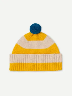 JG Stripe Pompom Hat Golden Eye/Oatmeal