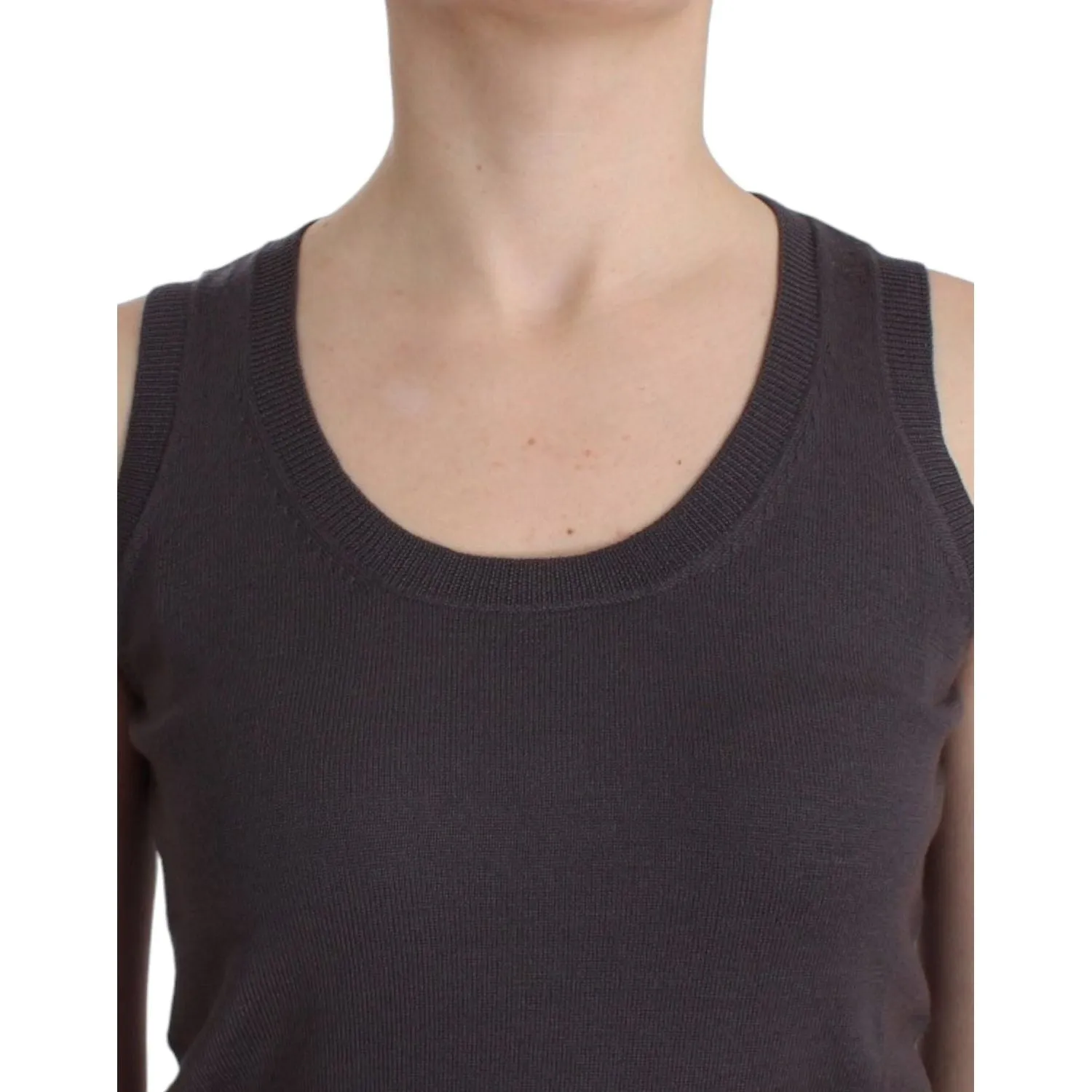 John Galliano Elegant Sleeveless Brown Knit Top