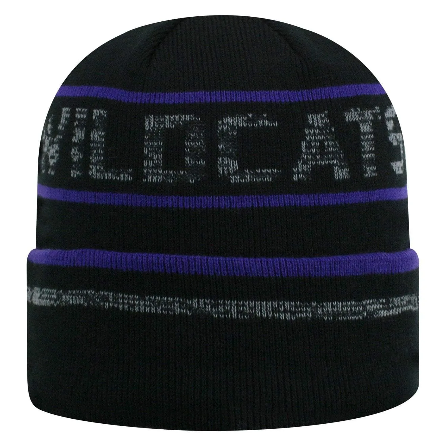 Kansas State Wildcats TOW Black Striped "Effect" Style Cuffed Knit Beanie Cap