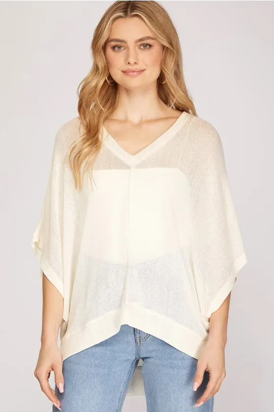 Karen Drop Shoulder Knit Top - Off White