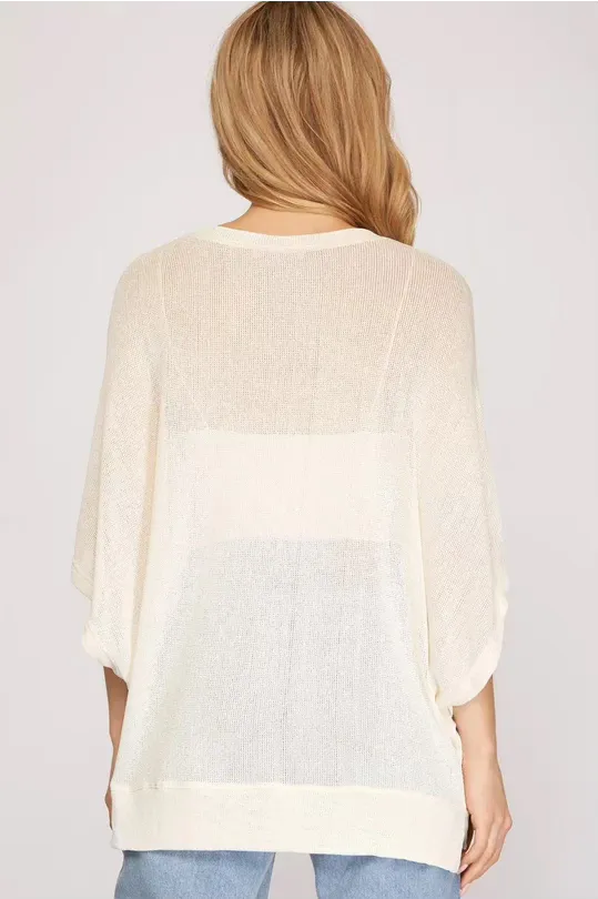 Karen Drop Shoulder Knit Top - Off White