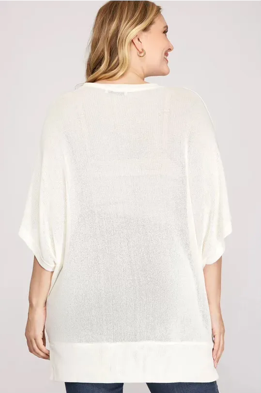 Karen Drop Shoulder Knit Top - Off White