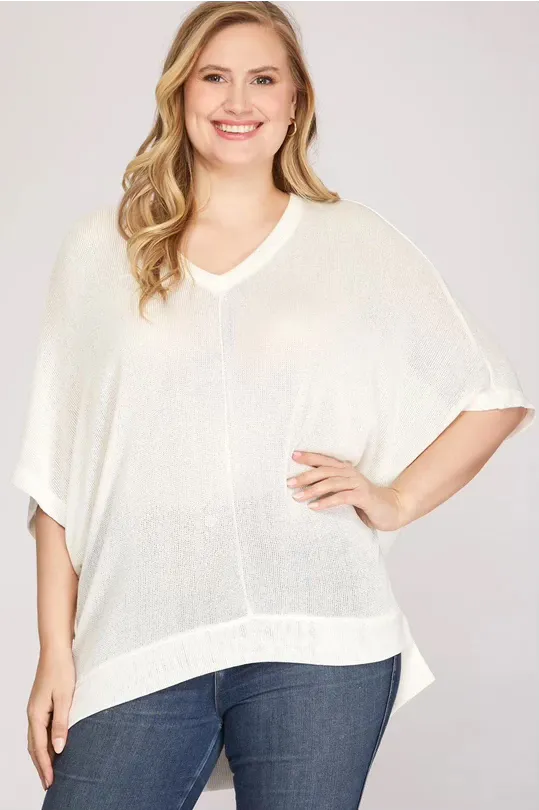 Karen Drop Shoulder Knit Top - Off White